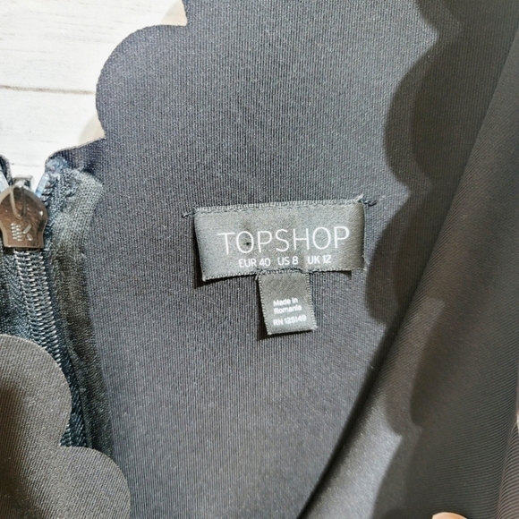TOPSHOP BLACK SCALLOP TRIM V-NECK DRESS, SZ 8 SEXY & GORGEOUS! - Picture 5 of 8